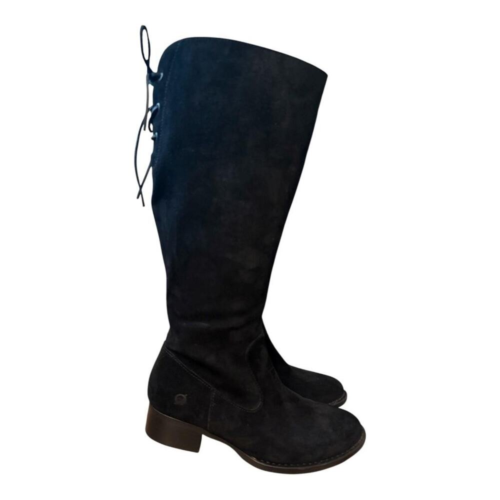 Born Cotto Knee High Black Suede Riding Boot Women size 9